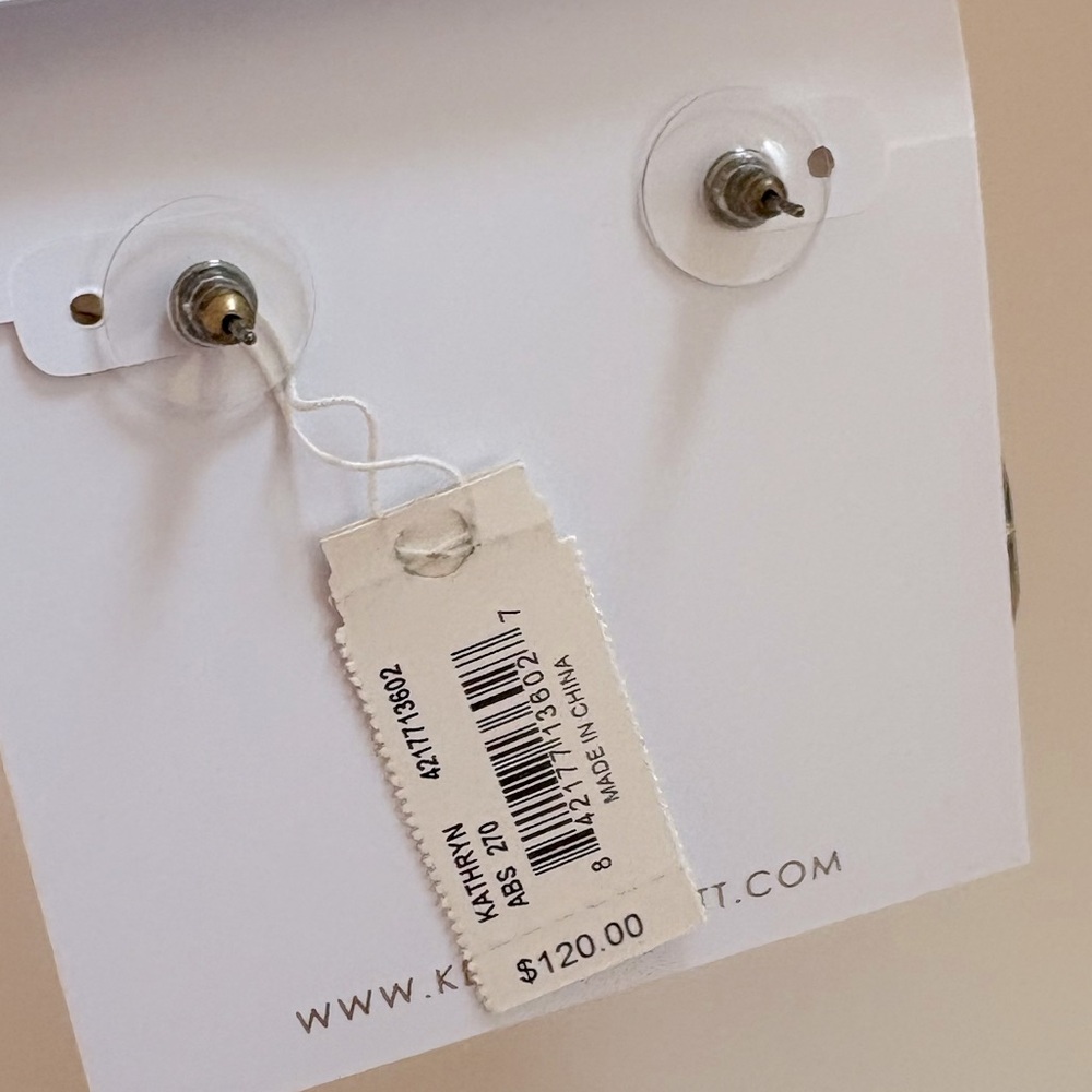 NWT [Kendra Scott] Kathryn Large Stud Geometric Earrings in White Banded Agate - Picture 10 of 11